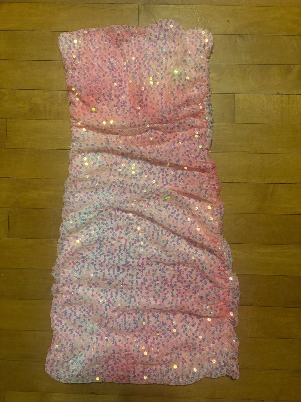 Windsor Pink Iridescent Sequin Strapless Mini Dress